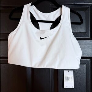 Nike Women's White Sports Bra with Black Logo